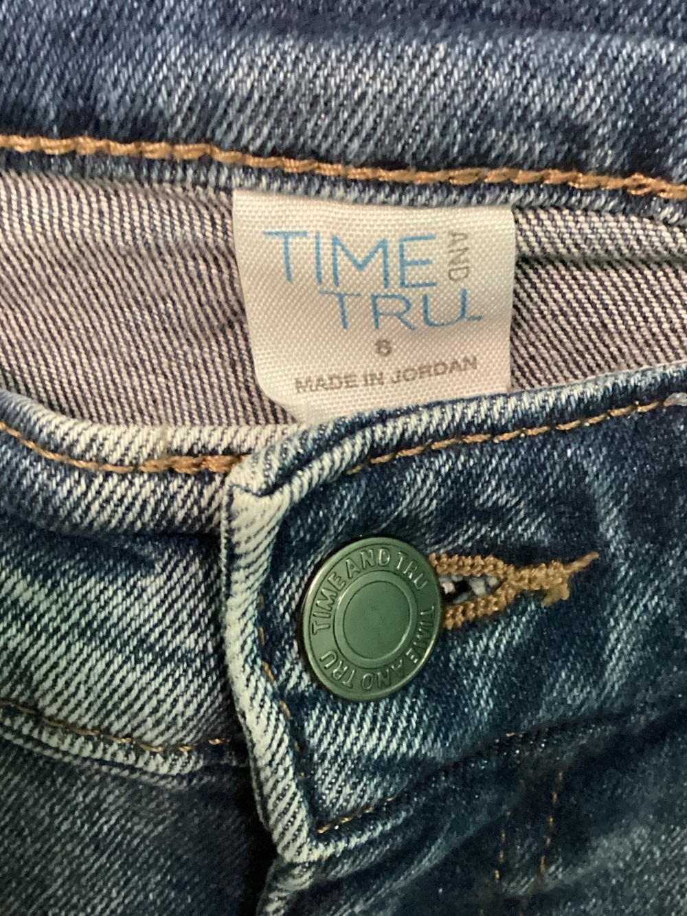Time and Tru Medium Blue Skinny Jeans with Side Studs - Picture 3 of 6